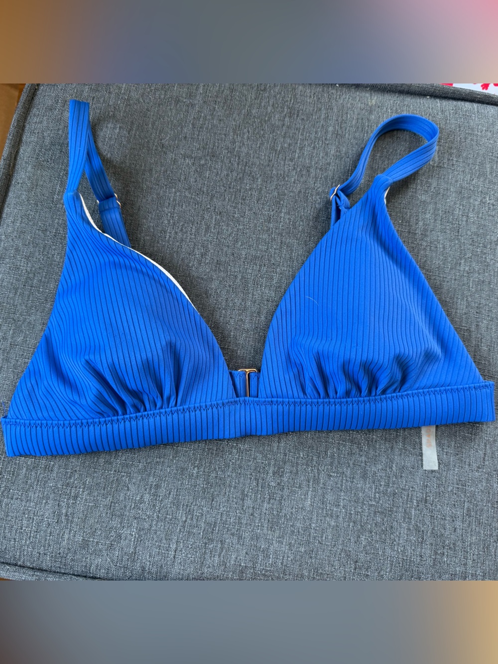 Ribbed Triangle Swim Top in Royal Blue